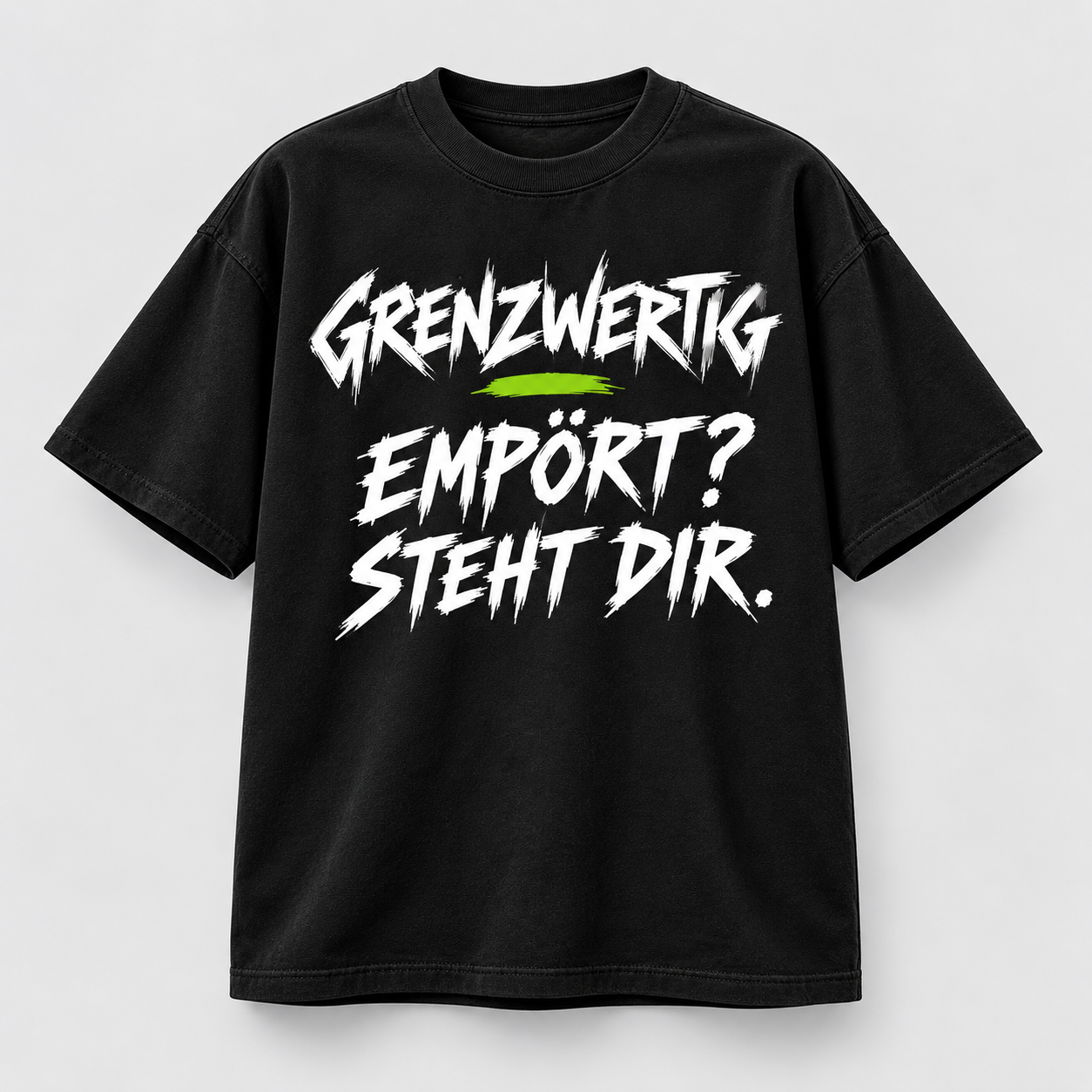 Schwarzes Shirt mit Empört? Steht dir.